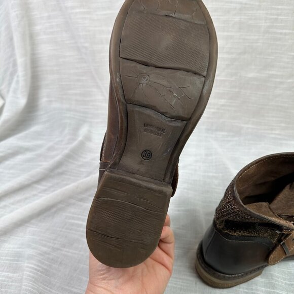 SUNDANCE Womens Bound For Glory Brown & Gold Leather Ankle Boots EU 39 / US 8 - Picture 8 of 8